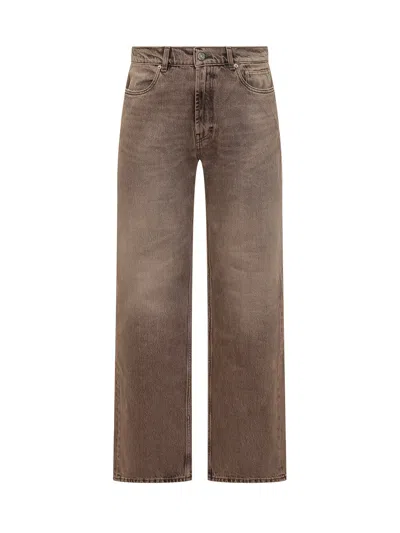 Our Legacy Denim Trousers Faded Effect Belt Loops Five Pockets In Brown