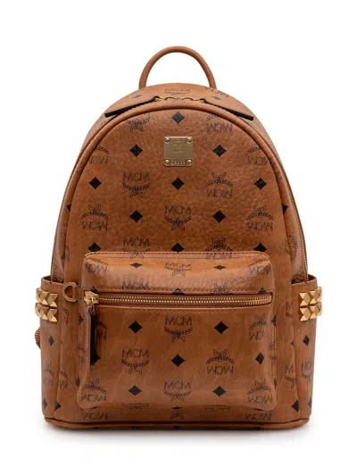 Mcm Stark Studded-detail Backpack In Brown