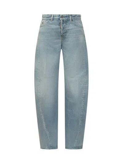 Dsquared2 Light Blue Loose Mid Rise Jeans In Blue