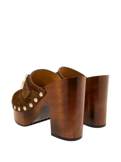 Gucci Damen-clog Mit Plateausohle Und Doppel G In Brown