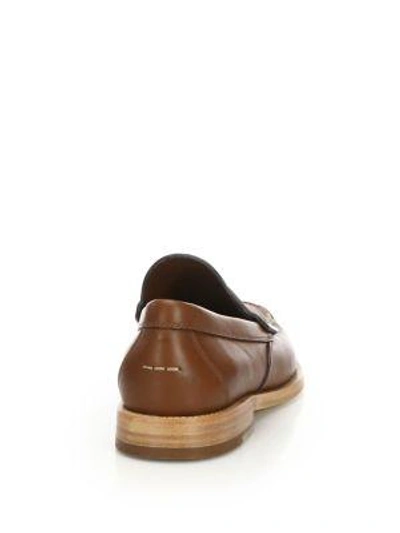 Shop Coach Manhattan Leather Penny Loafers In Dark Saddle