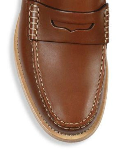 Shop Coach Manhattan Leather Penny Loafers In Dark Saddle