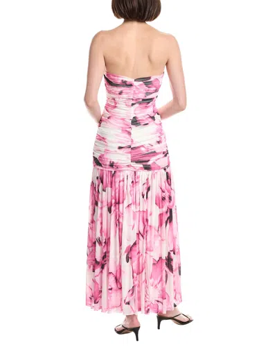 Kenneth Cole Printed Mesh Strapless Maxi Dress In Pink