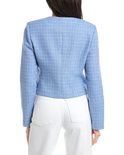 St John St. John Collarless Boxy Jacket In Blue
