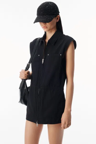 Alexander Wang Workwear Micro Mini Romper In Black