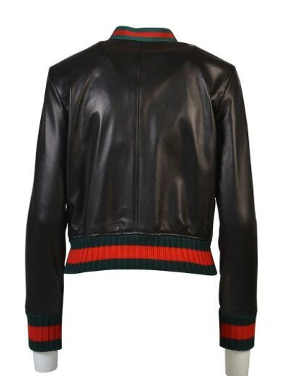 Shop Gucci Ruffle Bomber Jacket In Black