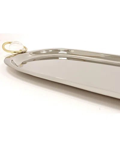Classic Touch Oval Tray, 23.2" In Silver
