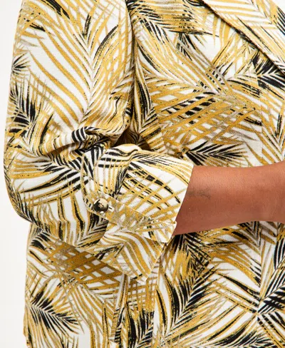 Kasper Plus Size Notch-collar Cuff-sleeve Open-front Jacket In Yellow