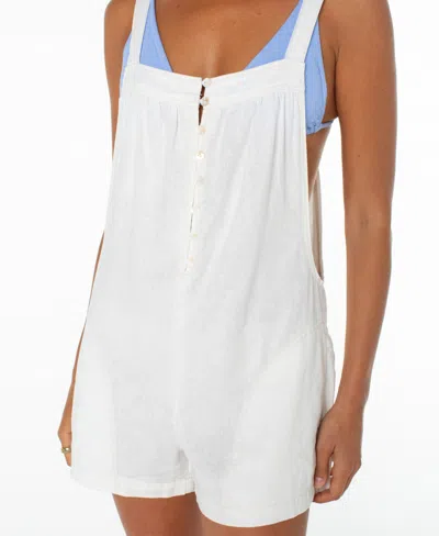 Roxy Sail & Bow Linen Blend Romper In White