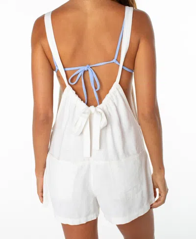 Roxy Sail & Bow Linen Blend Romper In White