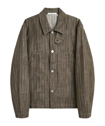 Sunflower Labour Stripe-pattern Button-up Jacket In Brown