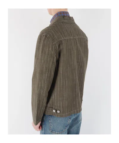 Sunflower Labour Stripe-pattern Button-up Jacket In Brown