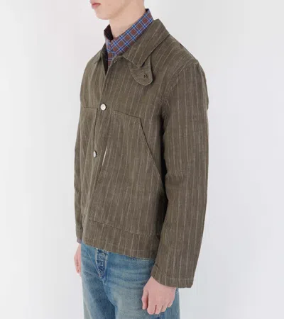 Sunflower Labour Stripe-pattern Button-up Jacket In Brown