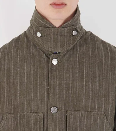 Sunflower Labour Stripe-pattern Button-up Jacket In Brown