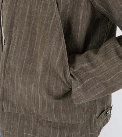 Sunflower Labour Stripe-pattern Button-up Jacket In Brown