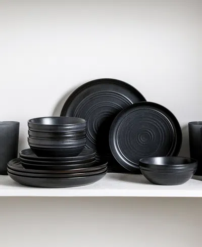 Stone Lain Elio 32-pc. Dinnerware & Glassware Set, Service For 4 In Black