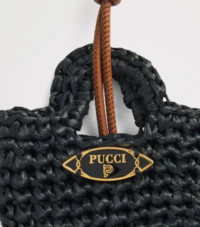 Pucci Mini Raffia Bag Charm In Black
