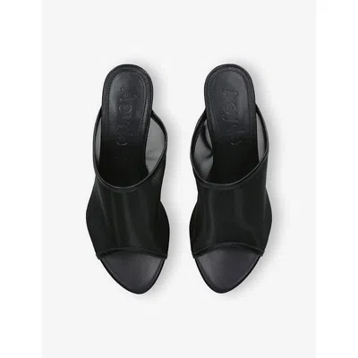 Aeyde Leather-mesh Suzanne Wedge Sandals 55 In Black