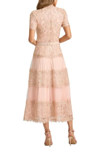 Tadashi Shoji Stelly Lotus Embroidered Tulle Midi Dress In Neutral