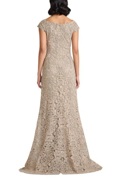 Tadashi Shoji Hoyt Lotus Embroidered Tulle Gown In Neutral