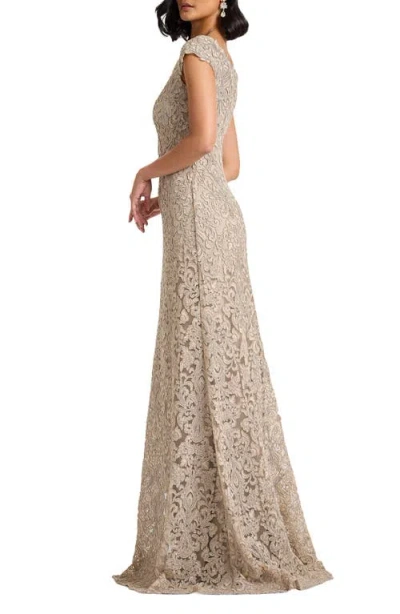 Tadashi Shoji Hoyt Lotus Embroidered Tulle Gown In Neutral