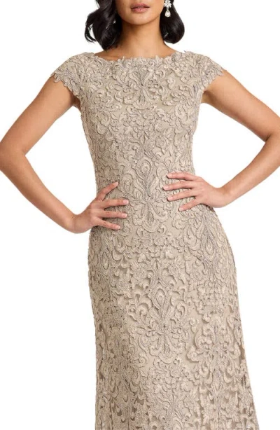 Tadashi Shoji Hoyt Lotus Embroidered Tulle Gown In Neutral