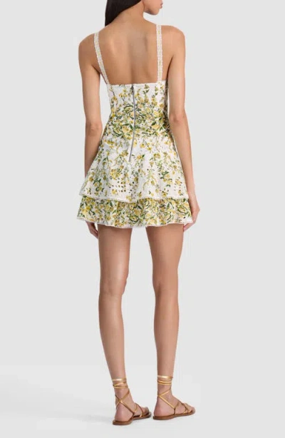 Alice And Olivia Meredith Sweetheart Drop Ruffle Flare Mini Dress In Multi