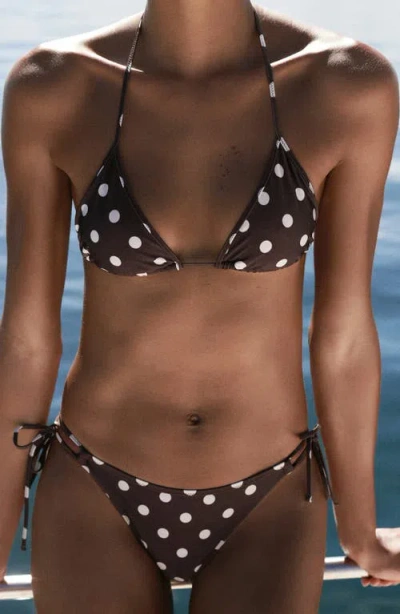 Mango Polka Dot Triangle Bikini Top Brown In Brown