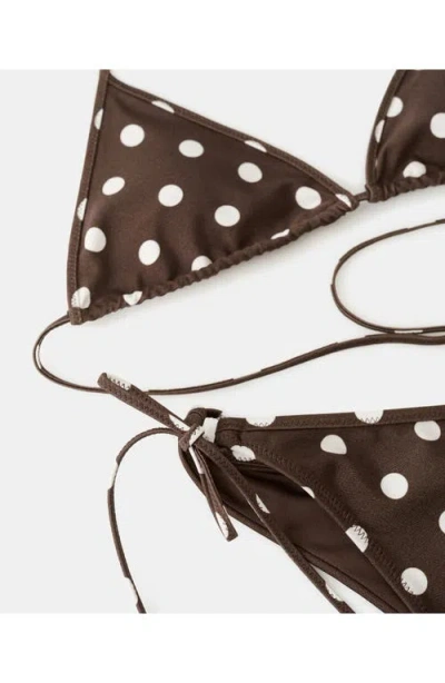 Mango Polka Dot Triangle Bikini Top Brown In Brown
