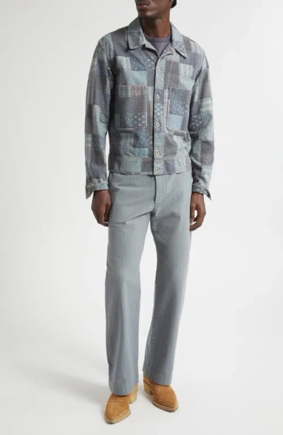Double Rl Patchwork Trompe L'oeil Jersey Chore Jacket In Gray