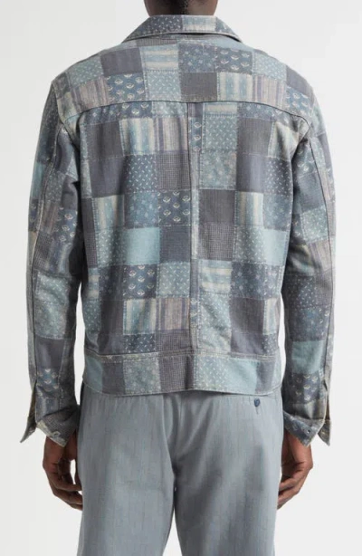 Double Rl Patchwork Trompe L'oeil Jersey Chore Jacket In Gray