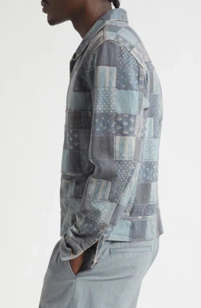 Double Rl Patchwork Trompe L'oeil Jersey Chore Jacket In Gray
