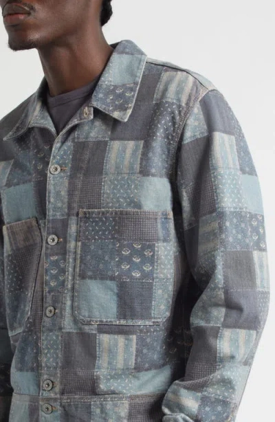 Double Rl Patchwork Trompe L'oeil Jersey Chore Jacket In Gray