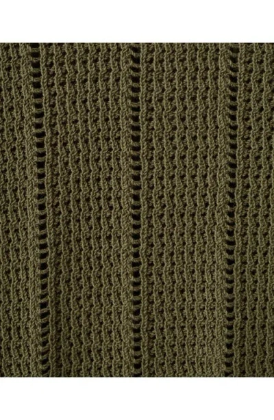 Mango Open Stitch Sweater In Green