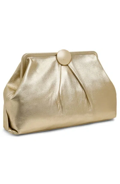 Aimee Extra Large Full Circle Frame Clutch In Gold