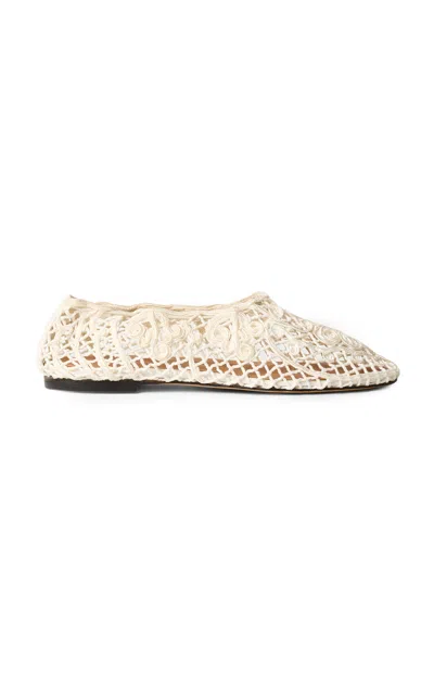 Odissi Iris Crocheted Flats In White