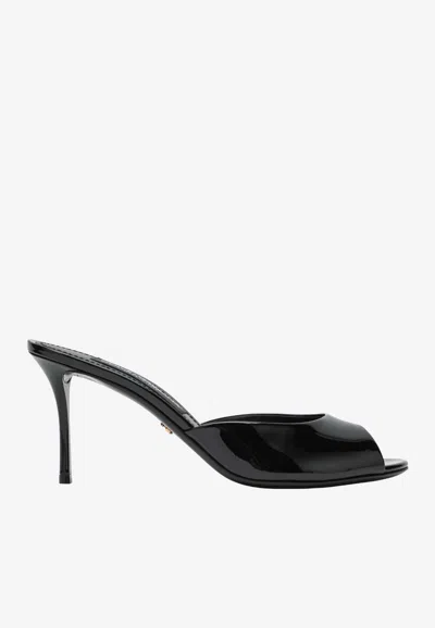 Dolce & Gabbana 75mm Vernice Patent Leather Mule Sandals In Black