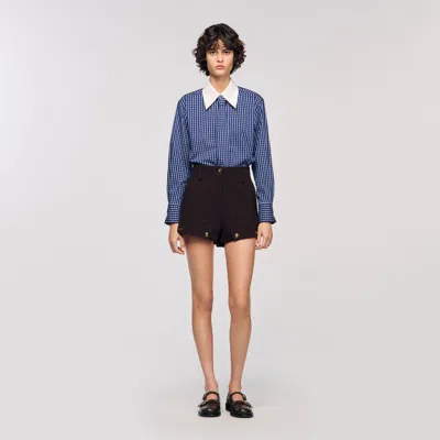 Sandro Checkered Shirt With Removable Tie In Multi