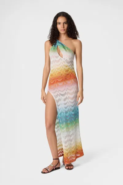Missoni Asymmetric Cover-up Dress In Shaded Lame Viscose Multicolor In Multi