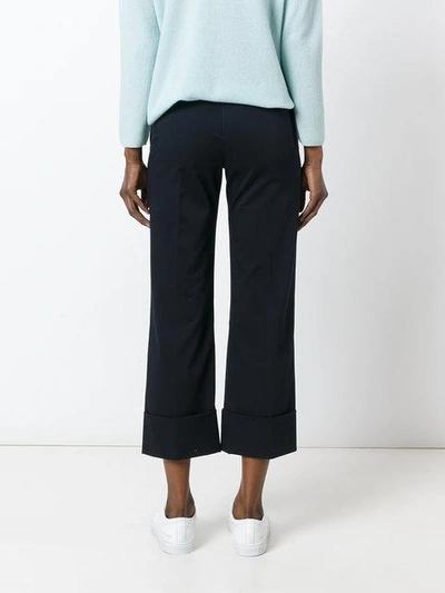 Shop Fay Cropped Wide Trousers In Blue