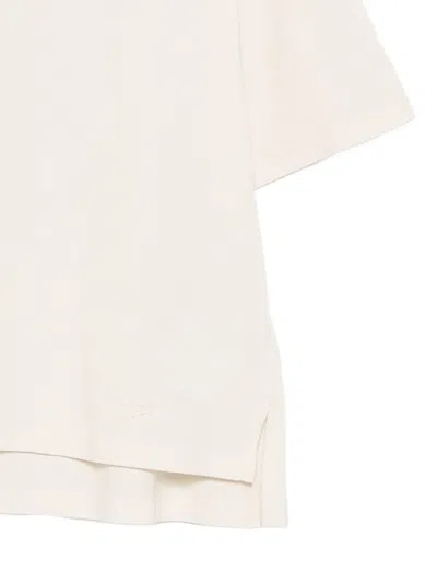 Woolrich Logo-embroidered Side-slit T-shirt In Neutral