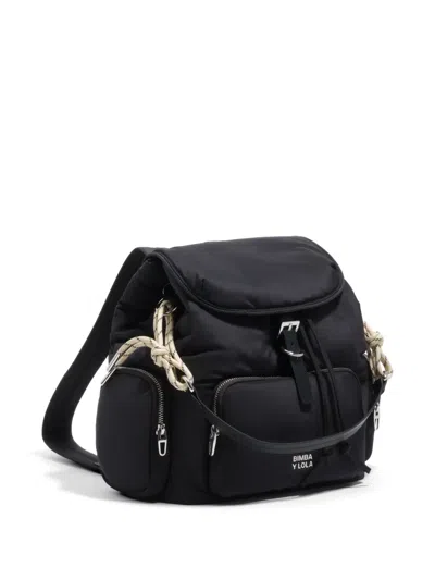 Bimba Y Lola Buckle-strap Drawstring Backpack In Black