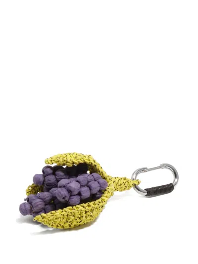 Bimba Y Lola Grape Raffia Keyring In Yellow
