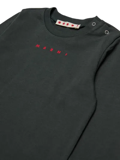 Marni Logo-print Shoulder-button T-shirt In Black