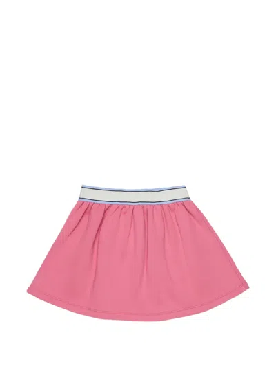 Marni Logo-waistband Gathered Skirt In Pink