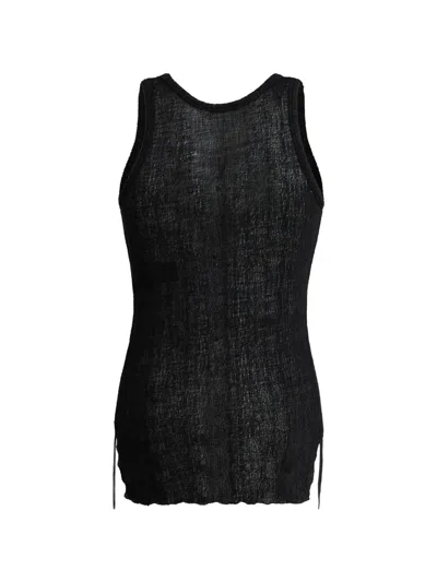 Ann Demeulemeester Black Solid Round Neck Top In Black