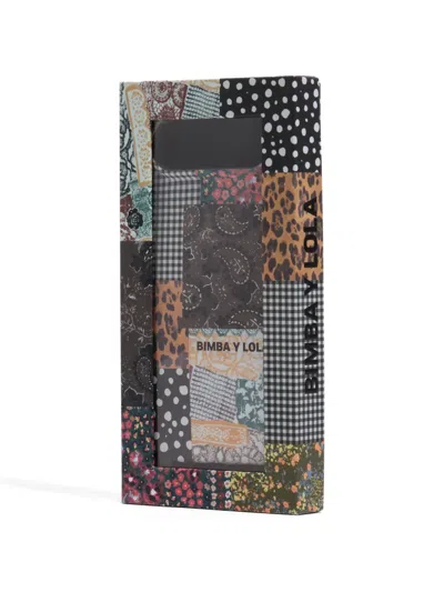 Bimba Y Lola Patchwork-print Cord-strap Phone Case In Gray