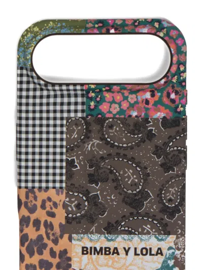 Bimba Y Lola Patchwork-print Cord-strap Phone Case In Gray