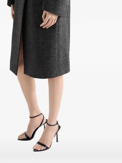 Prada Logo Detail Heeled Sandals In Black
