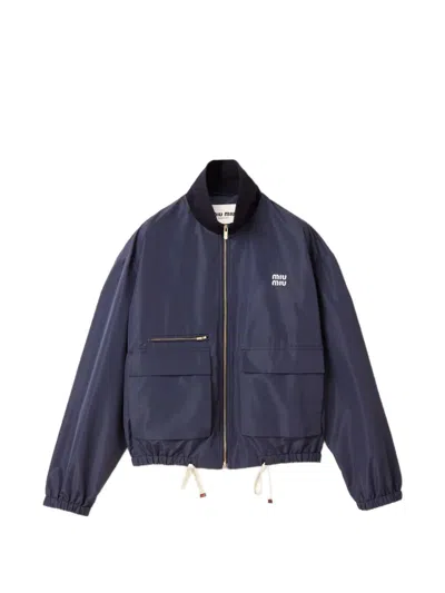 Miu Miu Technical Fabric Blouson Jacket In Blue